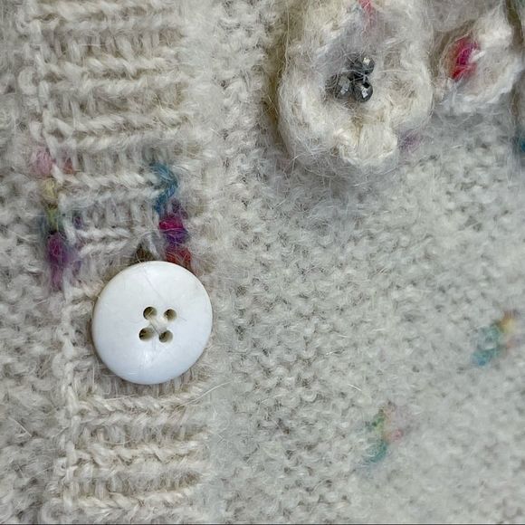 LoveShackFancy Emmanuelle Cardigan Moonrise Sweater Alpaca S Cream Long Flowers - Picture 12 of 14